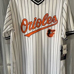Baltimore Orioles V-Neck pinstripe Large vintage Little League Style NWT